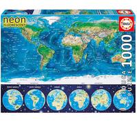 Educa Puzzle Neón Fluorescente 1000 Piezas Mapa Del Mundo 16760 Fosforescente