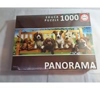 Educa - Puzzle panorámico de 1000 Piezas para Adultos | Perritos en el Banco, Serie Panorama. Medidas: 96 x 34 cm (19038)
