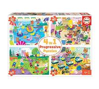Educa - Puzzles Progresivos Infantiles con 20, 40, 60 y 80 Piezas. 4 en 1 Un Día en la Escuela. A Partir de 4 años (18904)