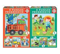 Educa - Puzzles Progresivos, Puzzle Infantil Patrulla de Rescate de 6,9,12 y 16 Piezas, a Partir de 3 años (17144) & Animales de la Granja 4 Puzzles Progresivos, Multicolor, 17145
