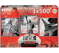 Educa - Serie Deco, 3 Puzzles de 500 Piezas, Grandes Ciudades (17096)