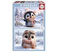 Educa - Set 2 Puzzles Infantiles Pinguinos Adorables 2x20 Piezas Infantil | Dos rompecabezas con pingüinos tiernos, piezas grandes, primer reto para niños y niñas pequeños, a partir de 3 años (20505)