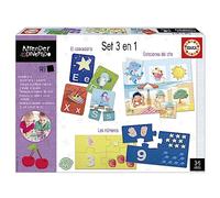 Educa - Set 3 en 1 | Aprender es Divertido. Juego Educativo con Tres temáticas Distintas: abecedario, números y Estaciones del año. Elaborado con Materiales sostenibles. A Partir de 3 años (19814)