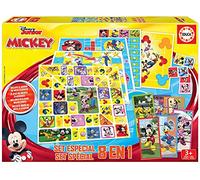 Educa - Set 8 en 1 Mickey & Friends | 8 Juegos de Mesa clásicos en 1 Caja Llena de diversión: Parchís, Oca, Solitario, Damas Chinas... Juega acompañado de Mickey y Sus Amigos. +3 años (19100)