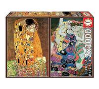Educa - Set con 2 Puzzles de 1000 Piezas para Adultos | Serie Art Collection, 2 Puzzles de 1000 Piezas, El Beso y La Virgen de Gustav Klimt (18488)