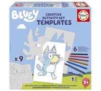 Educa - Set Creativo Bluey | Dibuja Personajes y Otros Elementos de la Serie Bluey Mediante Plantillas de cartón precortadas. Juego Creativo a Partir de 3 4 5 6 años (19886)