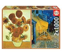 Educa - Set de 2 Puzzles de 1000 Piezas para Adultos | Serie Art Collection | Los Girasoles y Terraza de café por la Noche de Vincent Van Gogh (18491)