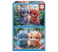 Educa - Set de 2 Puzzles Infantiles con 100 Piezas. Monstruos Adorables. Medidas: 40 x 28 cm. Recomendados a Partir de 6 años (20224)