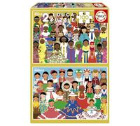Educa - Set de 2 Puzzles Infantiles con 100 Piezas | Niñas América y África | Recomendados a Partir de 6 7 8 años (20479)
