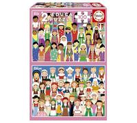 Educa - Set de 2 Puzzles Infantiles con 100 Piezas | Niñas de Europa y Asia | Recomendados a Partir de 6 7 8 años (20478)