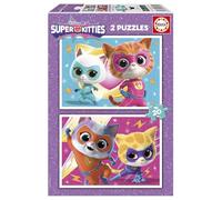 Educa - Set de 2 Puzzles Infantiles con 20 Piezas. SuperKitties. Medidas: 28 x 20 cm. Recomendados a Partir de 4 años (20340)