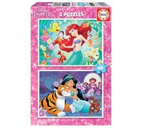 Educa - Set de 2 Puzzles Infantiles con 48 Piezas de cartón | Ariel y Jasmin, Disney. A Partir de 4 5 6 años (18213)