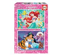 Educa - Set de 2 Puzzles Infantiles con 48 Piezas de cartón | Ariel y Jasmin, Disney. A Partir de 4 5 6 años (18213)