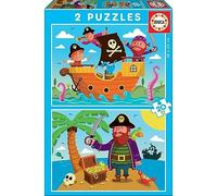 Educa - Set de 2 Puzzles Infantiles de 20 Piezas con Divertidos Personajes Piratas. A Partir de 3 4 y 5 años (17149)