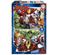 Educa - Set de 2 Puzzles Infantiles de 48 Piezas Avengers, Vengadores, Marvel. Medida montados: 28 x 20 cm. Compuesto por Grandes Piezas Perfectamente acabadas. A Partir de 4 años (15932)