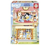 Educa - Set de 2 Puzzles Infantiles de Madera con 16 Piezas Cada uno. Bluey. Medidas: 26 x 18 cm. Recomendados a Partir de 3 años (20347)