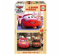 Educa - Set de 2 Puzzles Infantiles de Madera con 16 Piezas Cada uno | Cars. Medida aproximada una Vez montado: 26 x 18 cm. Compuesto por Grandes Piezas Perfectamente acabadas. +3 años (19670)