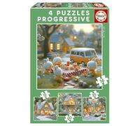 Educa - Set de 4 Puzzles Infantiles progresivos de 12 a 25 Piezas. Ciudad de Conejitos. Medidas: 16 x 16 cm. Recomendados a Partir de 3 años (20217)