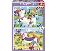 Educa - Set de Puzzles Infantiles | 2 x 20 Piezas con imágenes | Unicornios y Hadas | A Partir de 4 5 6 años (18064)