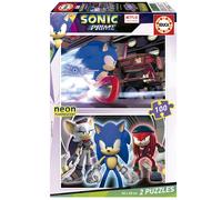 Educa - Sonic Prime Neon Set de 2 Puzzles con 100 Piezas Que Brillan en la Osc