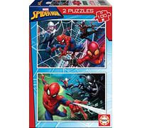 Educa - Spider-Man | 2 Puzzles de cartón con 100 Piezas | Diversión por Partida Doble | Medida aproximada del Puzzle: 40 x 28 cm | A Partir de 6 años (18101)