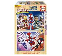 Educa - Spidey & Amazing Friends | Set de 2 Puzzles Infantiles de Madera con 16 Piezas Cada uno y Grandes Piezas. Medida aproximada una Vez montado: 26 x 18 cm. +3 años (19579)
