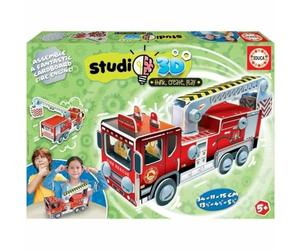 Educa - Studio Puzzle en 3D con Piezas Tornillos y Tuercas. Monta un camión de Bomberos Desde Cero. +5 años (19186)