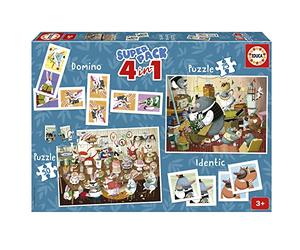 Educa - Superpack Cuentos del Bosque by Kasandra | Juegos de Mesa Infantiles: Dominó, Identic con 28 Cartas y 2 Puzzles de 25 y 50 Piezas. para Jugar Solo o acompañado. A Partir de 3 años (19688)