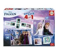 Educa - Superpack Frozen, Juegos de Mesa Infantiles como Domino, Identic y 2 Puzzles de 25 y 50 Piezas, Múltiples Posibilidades de Juego para Jugar Solo o acompañado, A Partir de 3 años (19737)