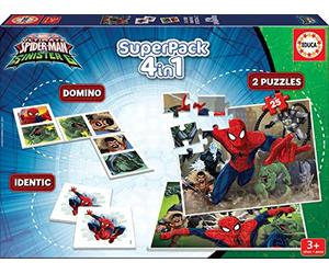 Educa - Superpack Juegos Spiderman vs Sinister 6, Contiene 2 Puzzles, 1 Juego de Memoria y 1 Domino, a Partir de 3 años (17197)