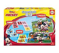 Educa - Superpack Mickey & Friends, Pack de Juegos de Mesa Infatiles, Domino, Identic y 2 Puzzles de Mickey y Sus Amigos, A Partir de 3 años (19099)