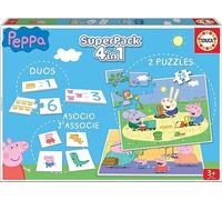 Educa - Superpack Peppa Pig 4 en 1 | Puzzles, Dominó, Memory Infantil | 2 Puzzles 25 Piezas, Juego Encaje, Juego Asociación | Juego Educativo niños 3 años (16229)