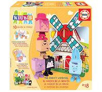 Educa - The Kiubis. Playset - El Molino de la Granja, Apilables para bebés con 5 Personajes + Escenario 3D, Montables, apilables y e Intercambiables, A Partir de 18 Meses (19223)