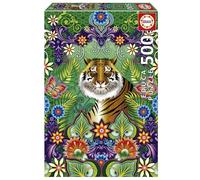 Educa - Tigre de Bengala, Catalina Estrada | Puzzle de 500 Piezas para Adultos. Medidas: 34 x 48 cm. Incluye Cola Fix Puzzle. A Partir de 11 años (19912)