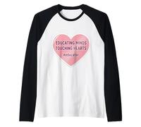 Educando Mentes Tocando Corazones Escuela Profesor Educador Camiseta Manga Raglan