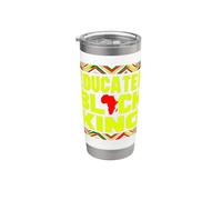 Educated Black King African Pride Empowerment Graphic Vaso térmico de acero inoxidable de doble pared