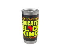 Educated Black King African Pride Empowerment Graphic Vaso térmico de acero inoxidable de doble pared