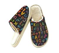 Education Letters - Pantuflas de espuma viscoelástica para mujer, diseño del alfabeto, multicolor, 42.5/43 EU