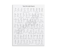 Educational Canvas Poster Tai Chi 42 Form Beginners Guide Movement Chart for Tai Chi Studio Decor(Unframed,12x18inch(30x45cm))