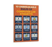 Educational Classroom Poster Computer Lab Rules Canvas Print Wall Art for Teachers School Home Office Decor(Framed,08X12inch(20X30cm))