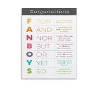 Educational Conjunctions Poster FANBOYS English Grammar Writing Guide Canvas Wall-Art Print for School Classroom(Framed,12x18inch(30x45cm))