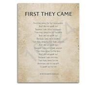 Educational Historical Poster First They Came Poem Quote on Social Responsibility Wall Art for Study Room(Unframed,08x12inch(20x30cm))