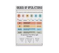 Educational Math Poster for Classroom - Order of Operations PEMD Chart, Learning Tool for Algebra and Pre-Algebra(Framed,08x12inch(20x30cm))