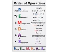 Educational Math Poster, Order of Operations PEMDAS and Basic Formulas Chart, Aesthetic Wall Art for School Classroom and Teacher Gift(Unframed,12x18inch(30x45cm))