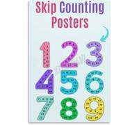Educational Math Poster Skip Counting Chart Numbers Canvas Wall Art for Classroom Learning Decor School Home Living Room Bedroom(Framed,16x24inch(40x60cm))