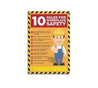 Educational Safety Posters for Workplace - Essential Rules Canvas Wall Art Set, Office Factory Compliance Decor and Visual Reminder (Framed,16x24inch(40x60cm))