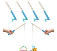 Educational Wooden Stick Magnetic Fishing Poles for Kids 6 Pieces