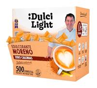 Edulcorante Moreno Zero DulciLight 500 Sobres | 100% Natural de Caña | Enriquecido con Fibra Vegetal Guar | 1gr = 10gr de azúcar | Sustituto de azúcar | Sabor natural