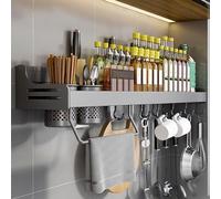 Edumov Estantería para especias de pared, organizador de especias sin taladrar, estante para especias, soporte para especias, pegado, estante de cocina, estante de metal para puerta de armario, cocina