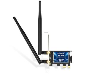 EDUP Tarjeta WiFi 6E Bluetooth 5.2 PCIE WLAN Intel AX210 5400 Mbit/s, Adaptador de Tarjeta de Red WLAN 802.11AX DualBand 2.4 GHz/5 GHz, Chip AX210 para PC de Escritorio Windows 10 y 11 de 64 bits